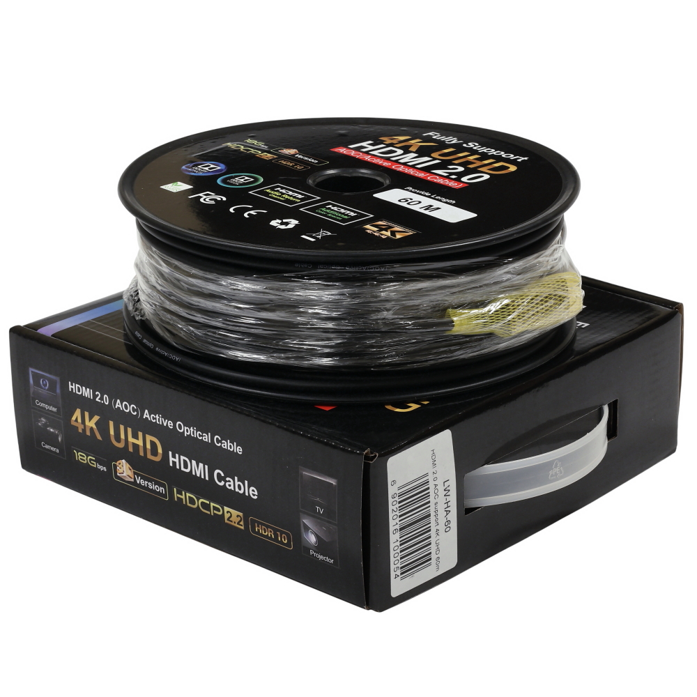HDMI 2.0 патч-корд 60м с передачей сигнала 4K UHD по оптическому